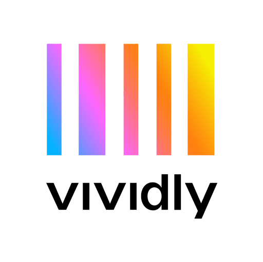 Vividly text logo with colored vertical bars above